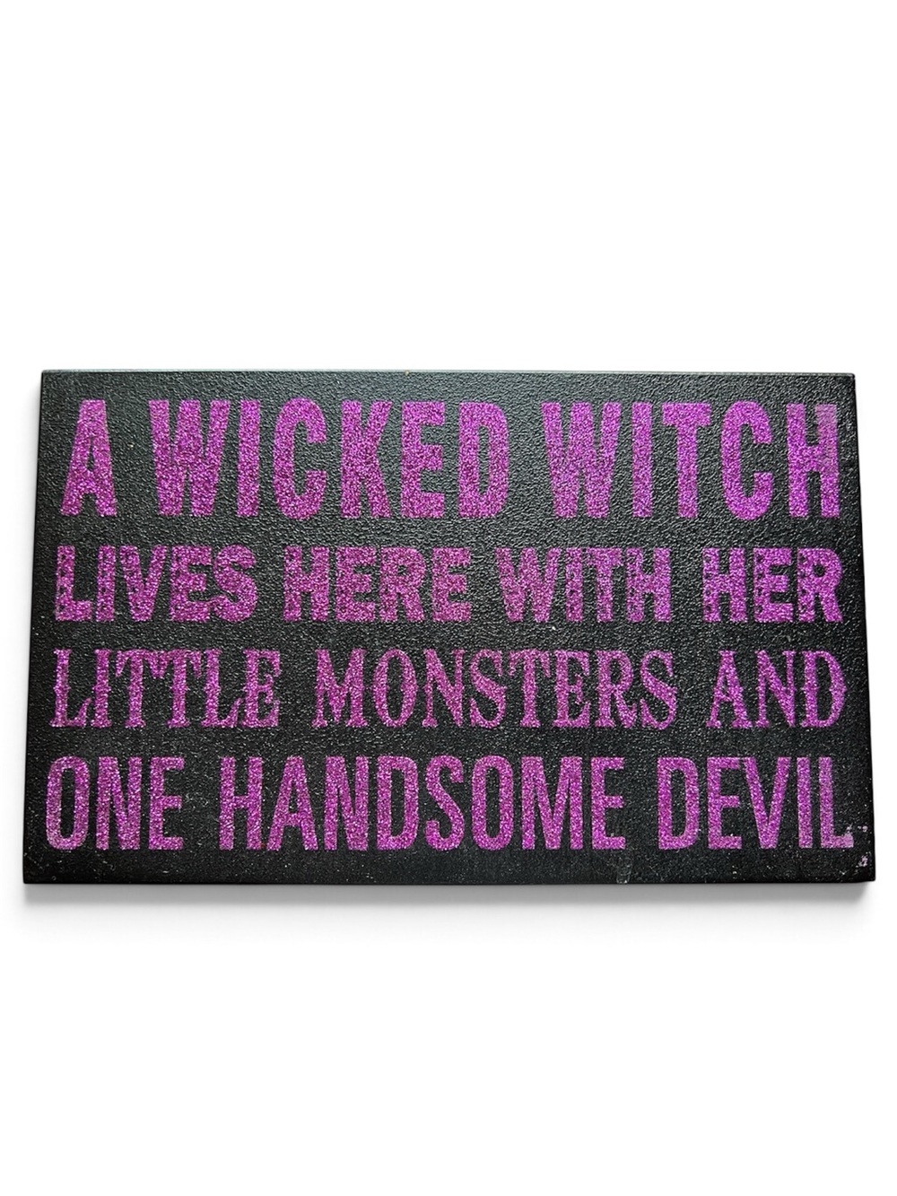 Halloween Black and Purple 'A Wicked Witch' Decorative Wall Sign